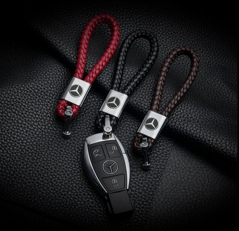 MercedesBenz logo Leather Keychain